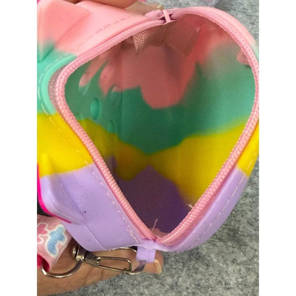 Unicorn Pop It Fidget Purse Kids Rainbow Silicone Crossbody Bag Sensory‎ Toy